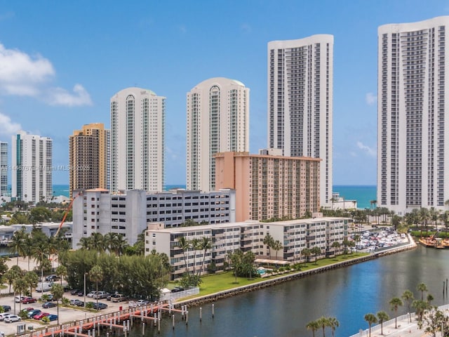 city view with a water view