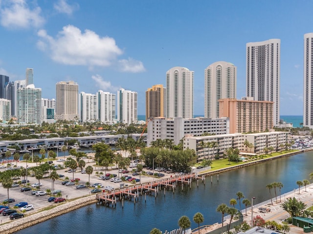 city view with a water view