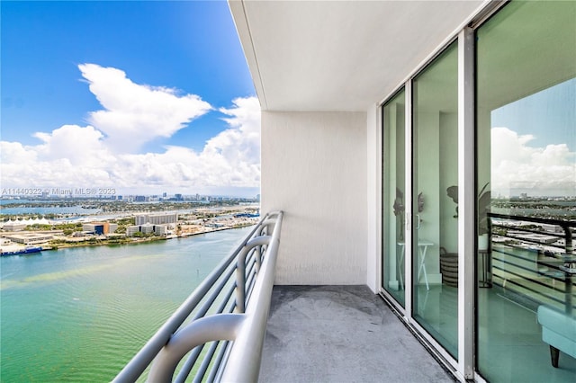 balcony with a water view