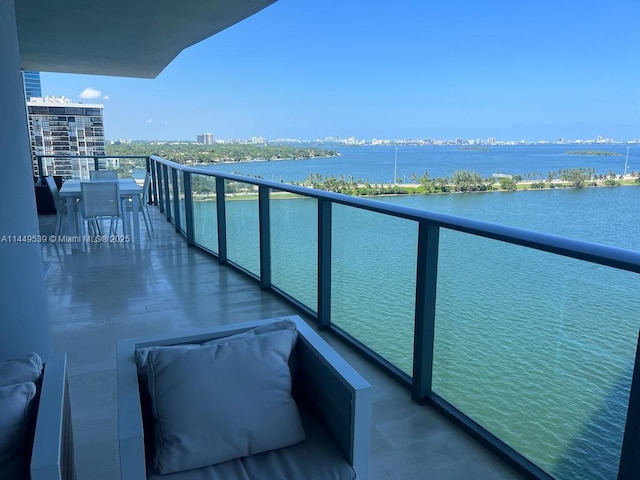 balcony with a water view