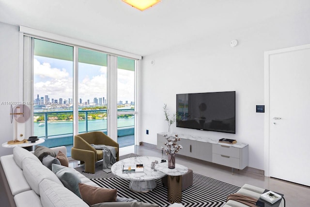 living room with floor to ceiling windows and plenty of natural light