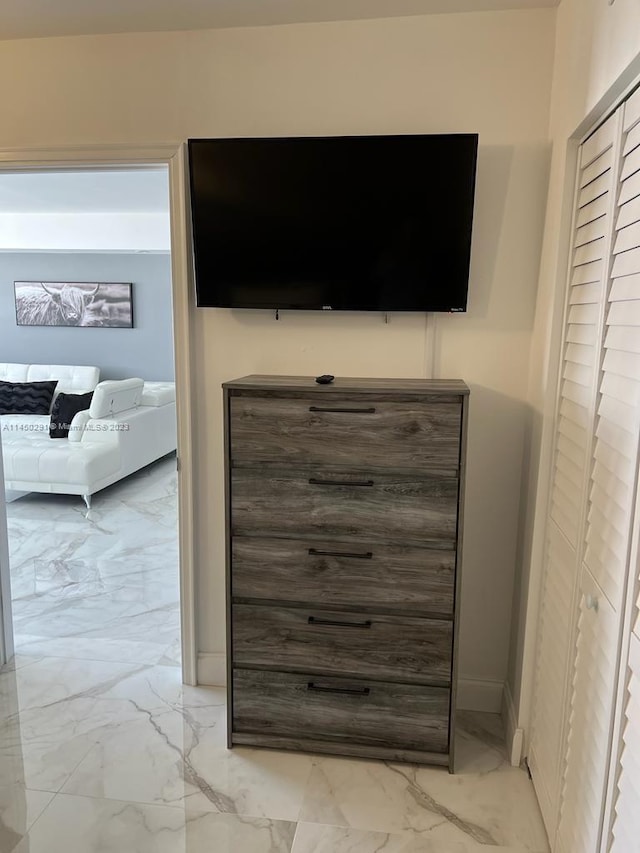 interior details with light tile flooring