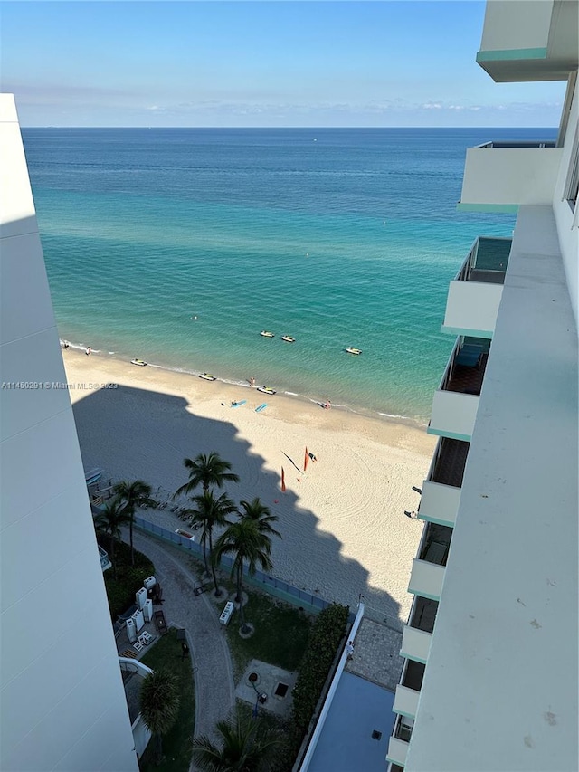 property view of water featuring a view of the beach