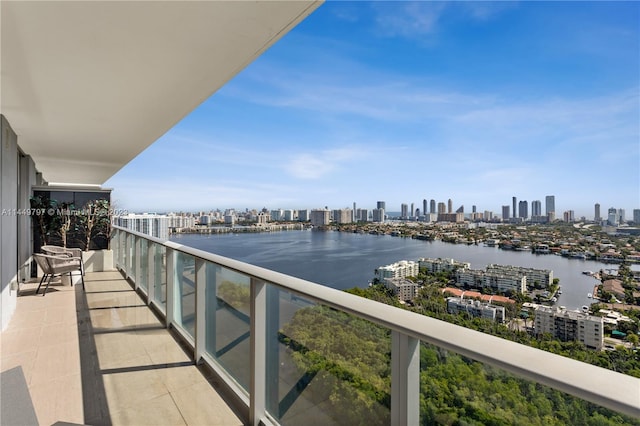 balcony with a water view