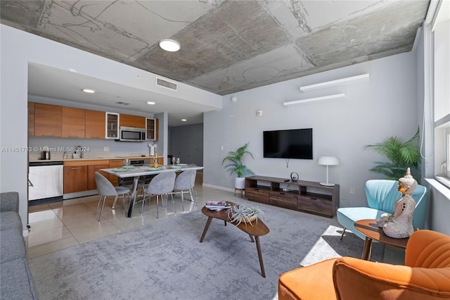 view of tiled living room