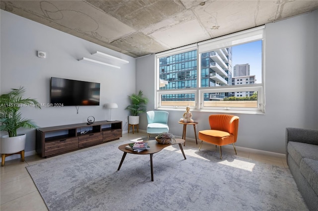 view of tiled living room