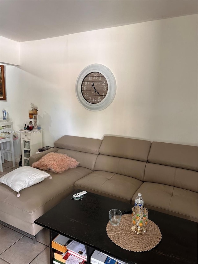 living room with light tile floors