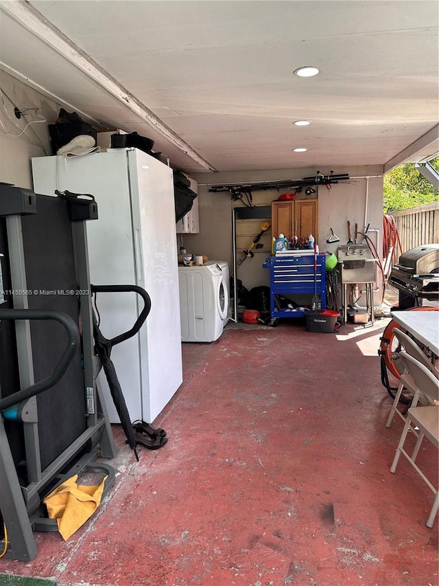 basement with independent washer and dryer