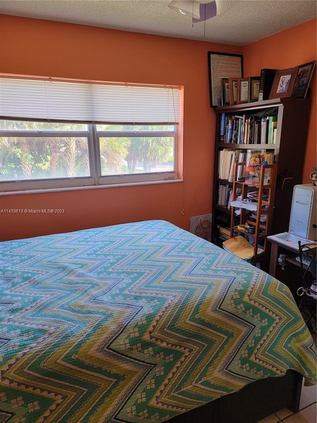 bedroom with a textured ceiling