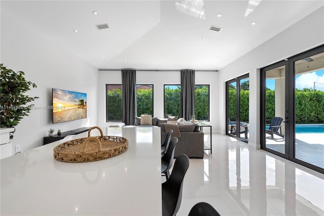 view of tiled living room