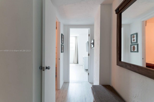 corridor with light hardwood / wood-style floors