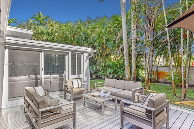 deck featuring an outdoor living space