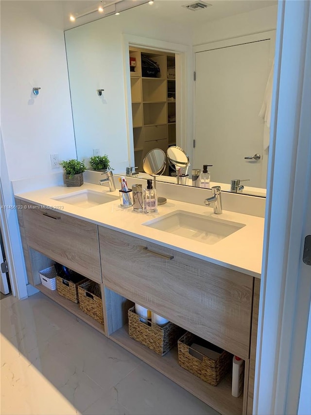 16385 Biscayne Blvd Unit 1417, North Miami Beach, FL 33160 - bathroom with tile floors and double sink vanity