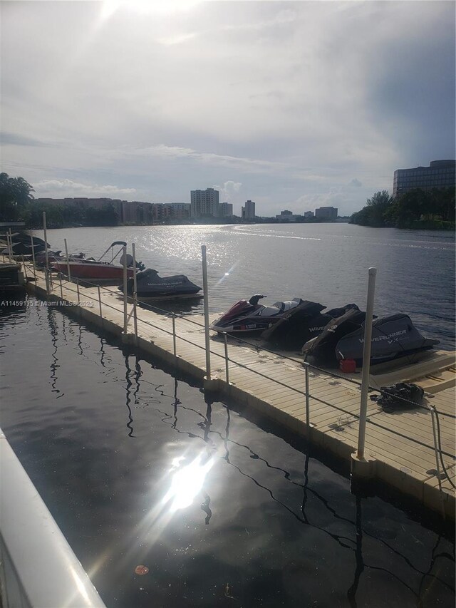 view of dock featuring a water view