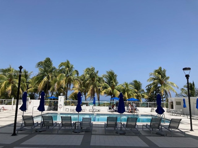 view of pool featuring a patio