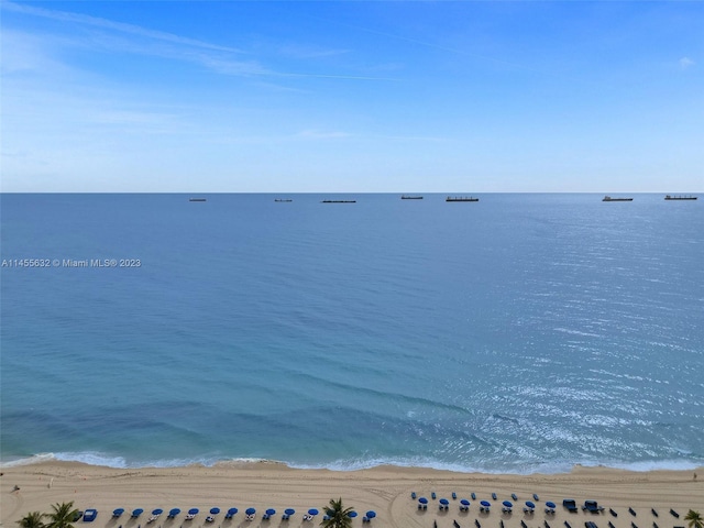 view of water feature featuring a beach view