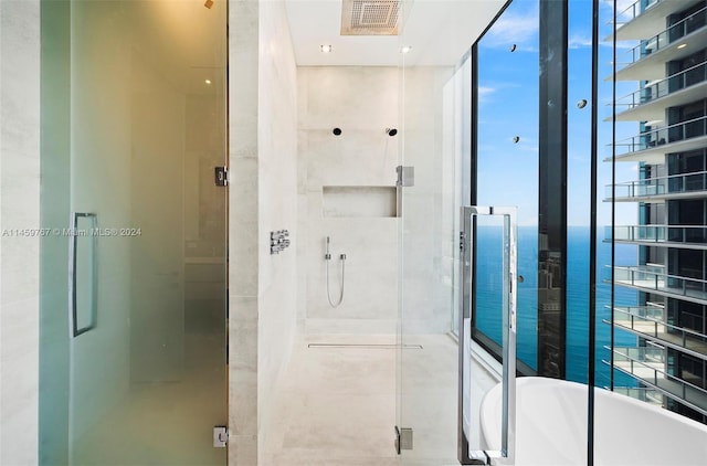 bathroom with independent shower and bath