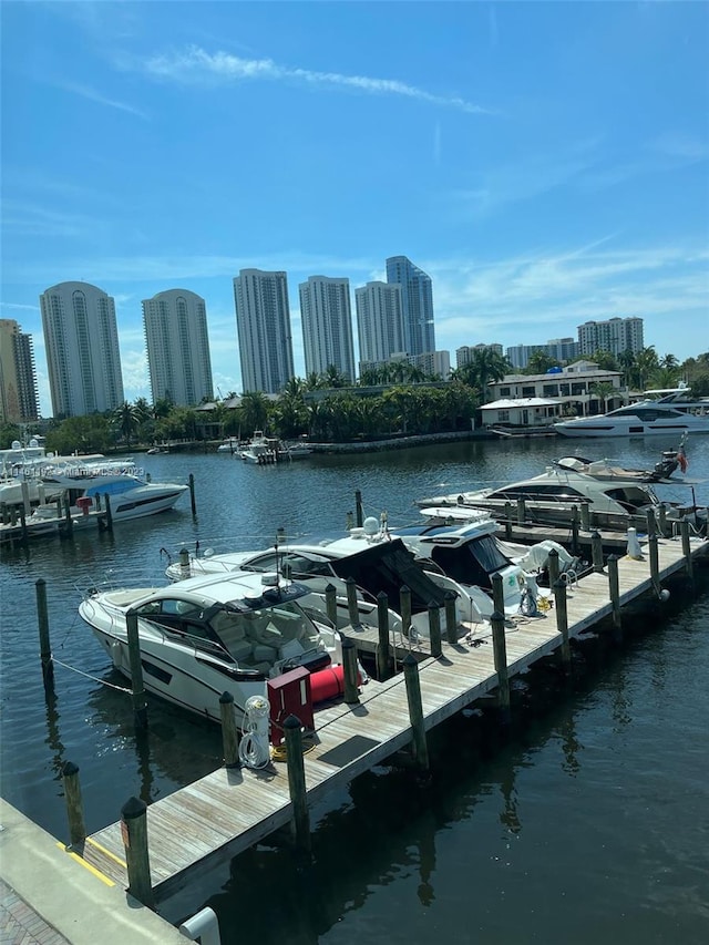 view of dock featuring a water view