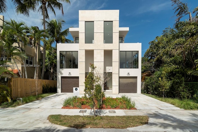 contemporary home with a garage