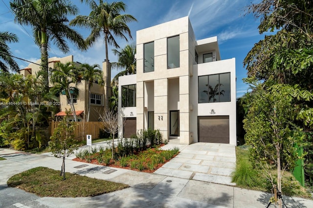 contemporary home featuring a garage