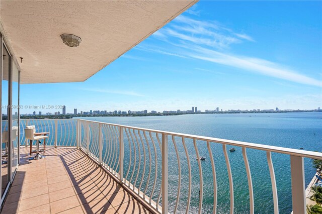 balcony with a water view