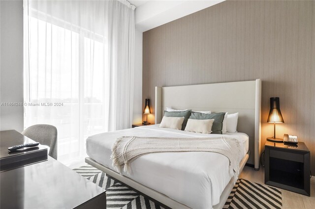 bedroom featuring light hardwood / wood-style flooring