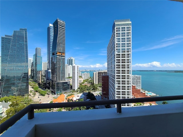 view of city with a water view