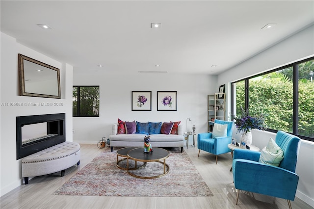 living room with light hardwood / wood-style floors