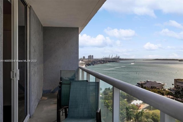 balcony with a water view