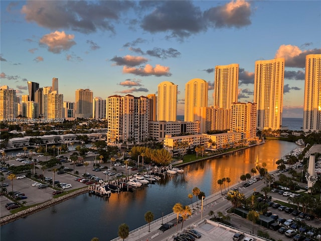 view of city featuring a water view