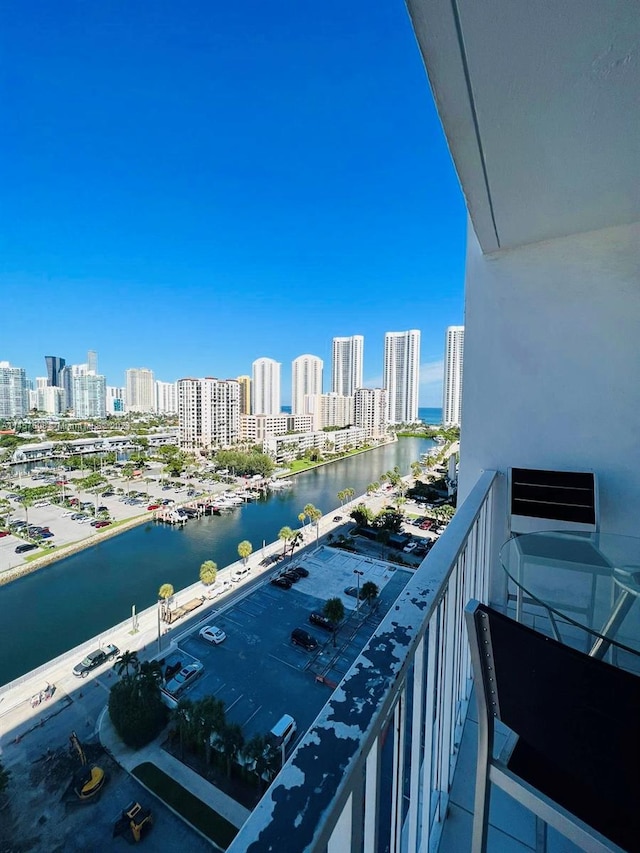 balcony with a water view