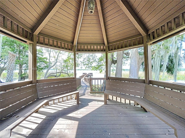 wooden deck with a gazebo