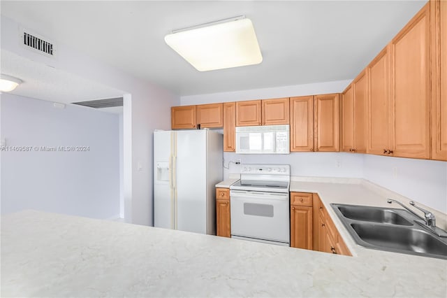 kitchen with white appliances and sink