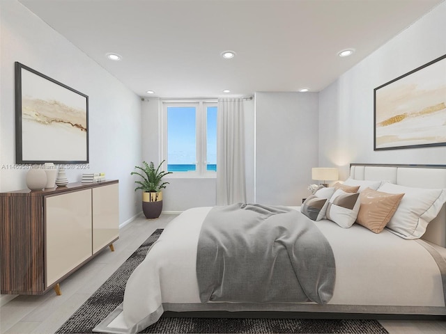 bedroom featuring light wood-type flooring