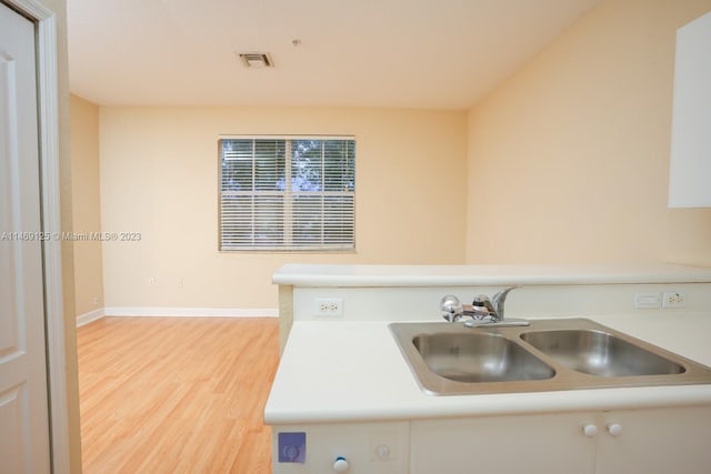 kitchen featuring sink and light hardwood / wood-style flooring