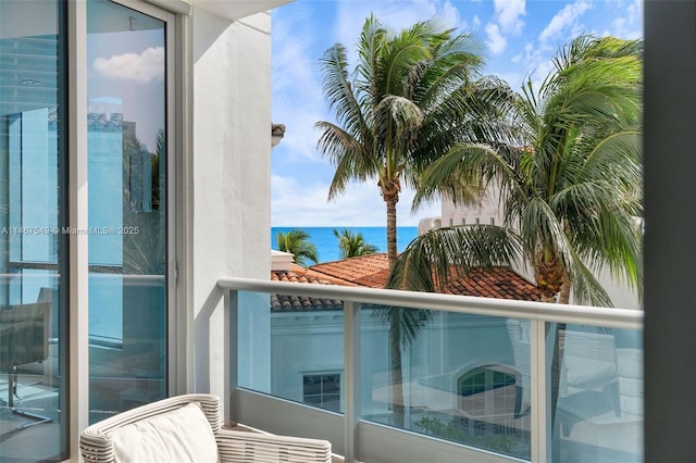 balcony with a water view