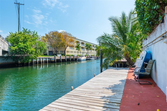 view of dock featuring a water view