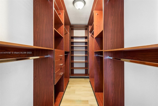 spacious closet featuring light wood-type flooring
