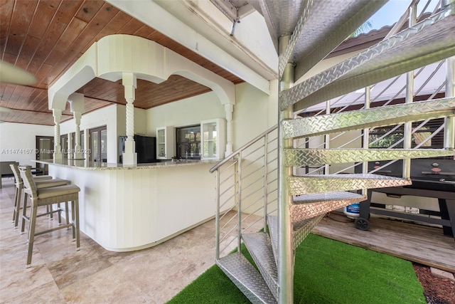 exterior space with a bar