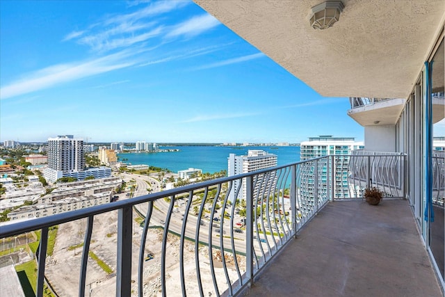 balcony with a water view