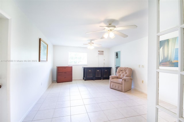 19720 SW 242nd Ter, Homestead, FL 33031 - living area with an AC wall unit, light tile floors, and ceiling fan