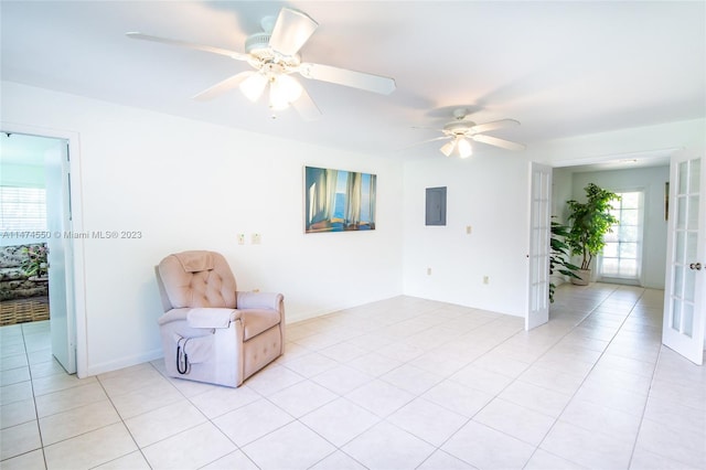 19720 SW 242nd Ter, Homestead, FL 33031 - unfurnished room with light tile floors, french doors, and ceiling fan