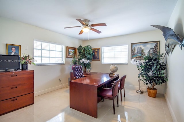 19720 SW 242nd Ter, Homestead, FL 33031 - tiled home office featuring ceiling fan