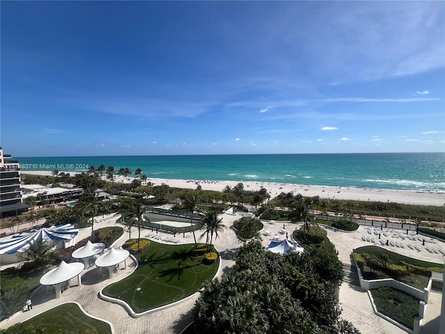 property view of water featuring a view of the beach