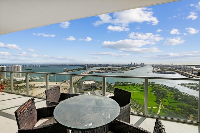 balcony with a water view