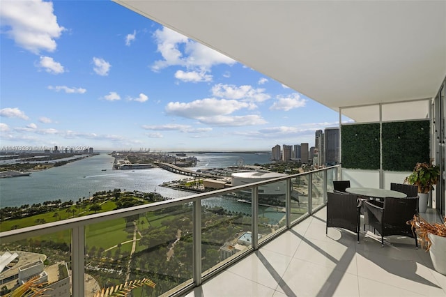 balcony with a water view