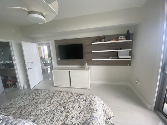 bedroom featuring light tile floors