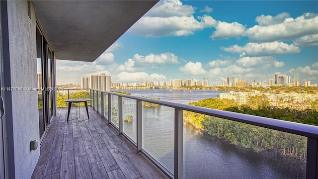 balcony with a water view