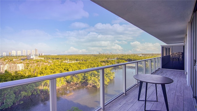 balcony with a water view