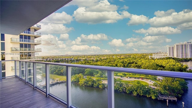 balcony with a water view